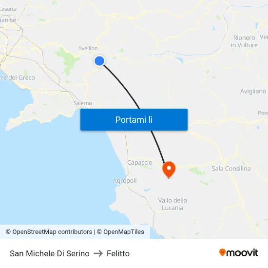 San Michele Di Serino to Felitto map