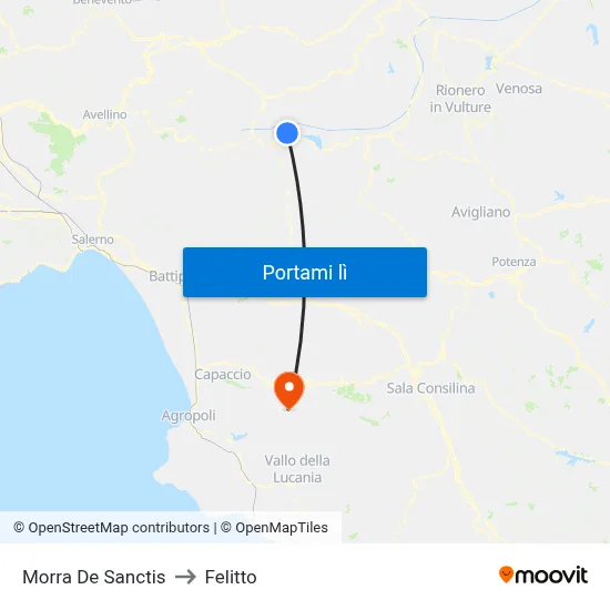 Morra De Sanctis to Felitto map