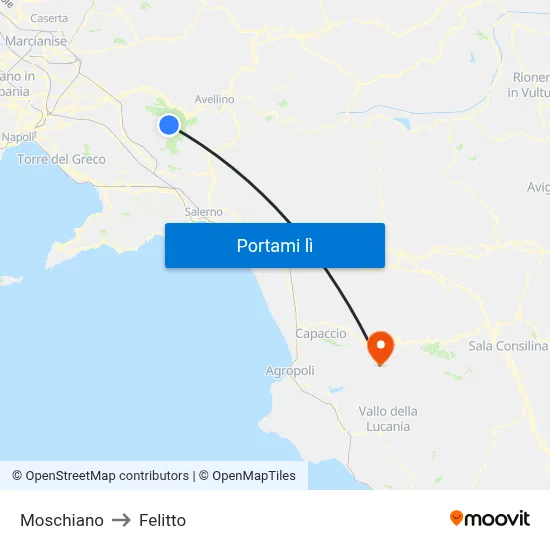 Moschiano to Felitto map
