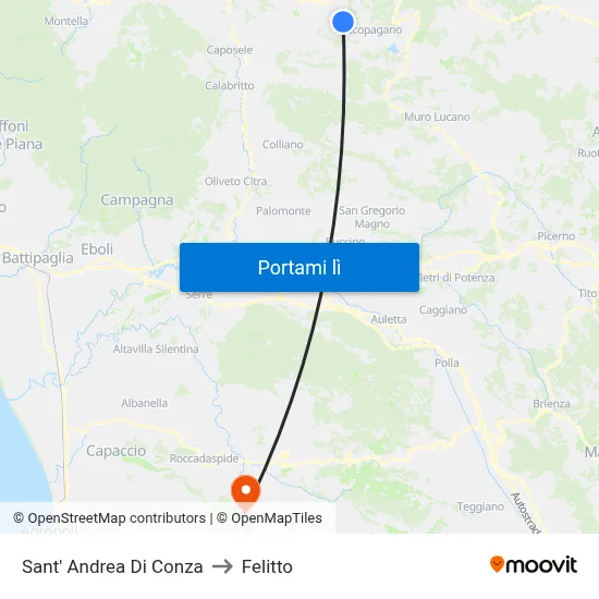 Sant' Andrea Di Conza to Felitto map