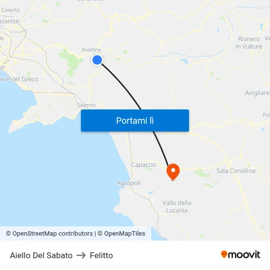 Aiello Del Sabato to Felitto map