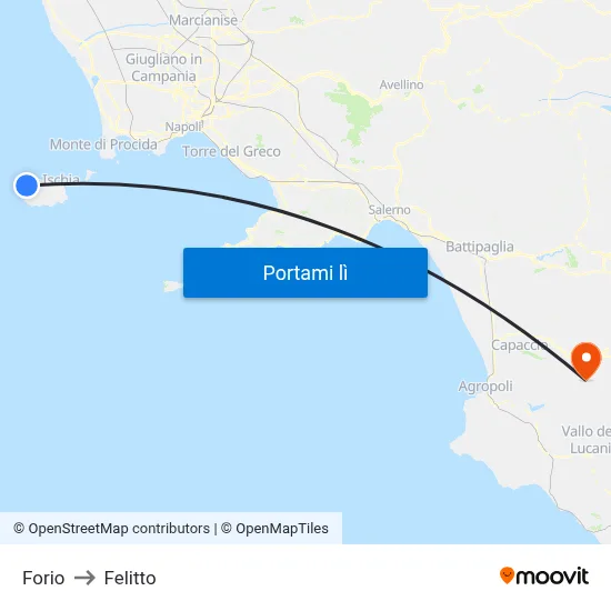 Forio to Felitto map
