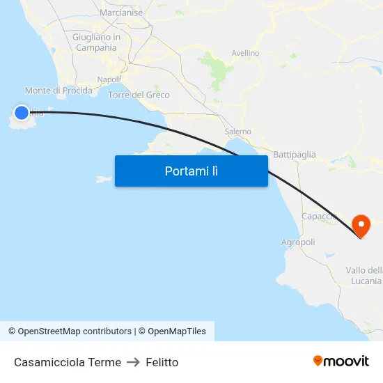 Casamicciola Terme to Felitto map