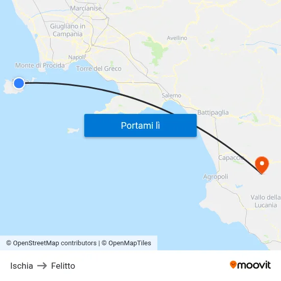 Ischia to Felitto map