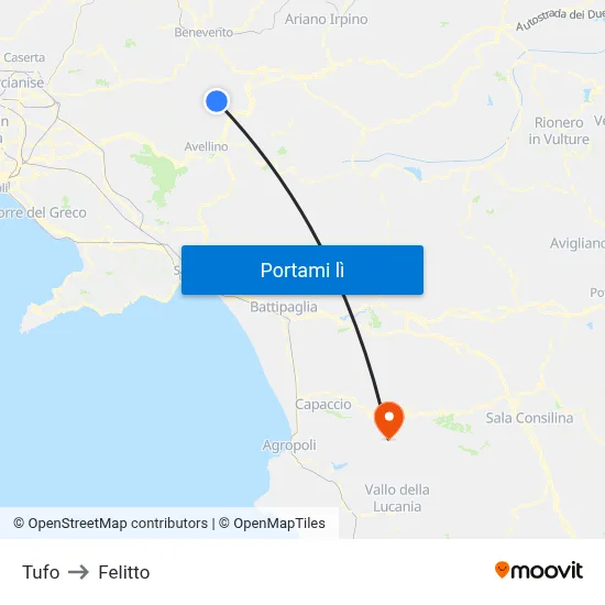 Tufo to Felitto map