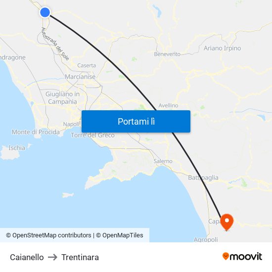 Caianello to Trentinara map