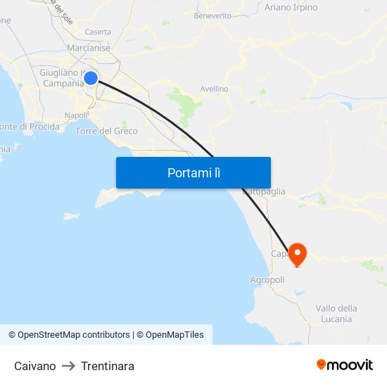 Caivano to Trentinara map