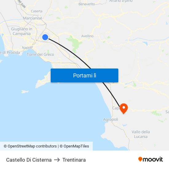 Castello Di Cisterna to Trentinara map