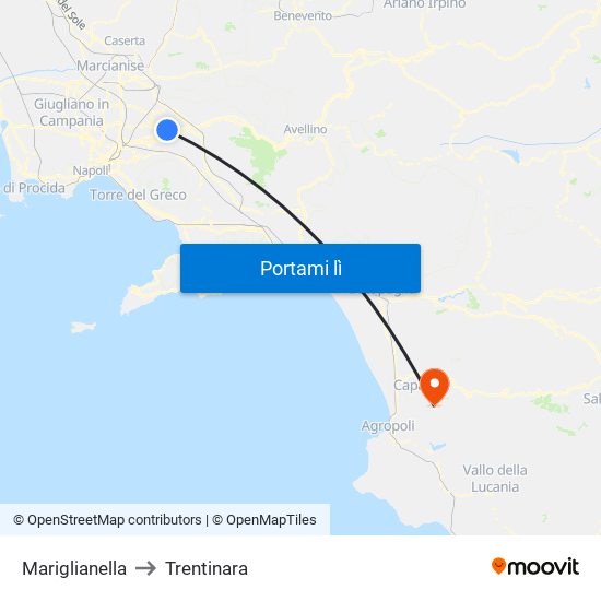 Mariglianella to Trentinara map