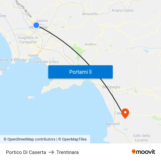 Portico Di Caserta to Trentinara map