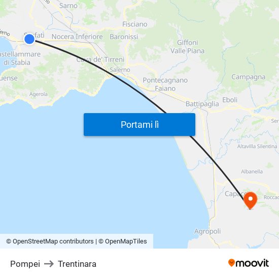 Pompei to Trentinara map