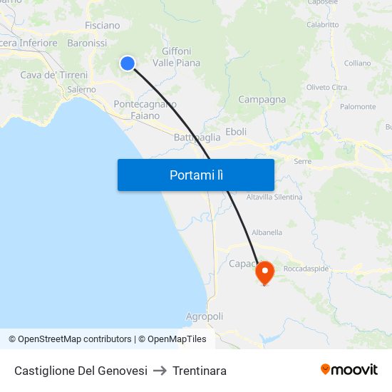 Castiglione Del Genovesi to Trentinara map