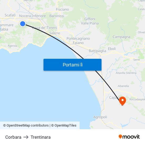 Corbara to Trentinara map