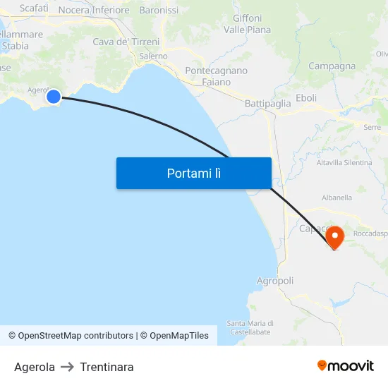 Agerola to Trentinara map