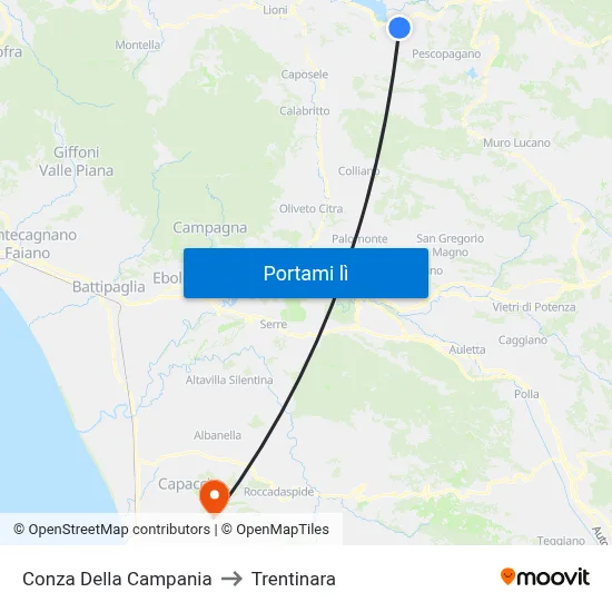 Conza Della Campania to Trentinara map