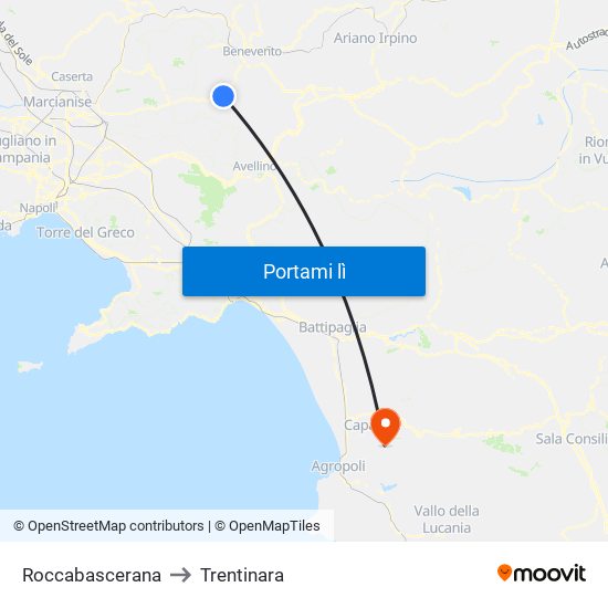 Roccabascerana to Trentinara map