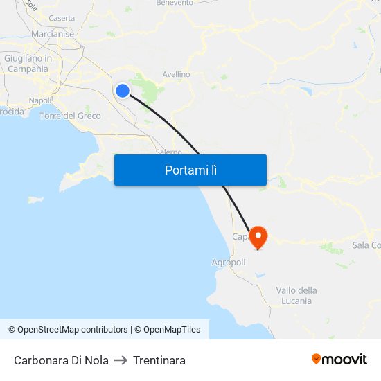 Carbonara Di Nola to Trentinara map