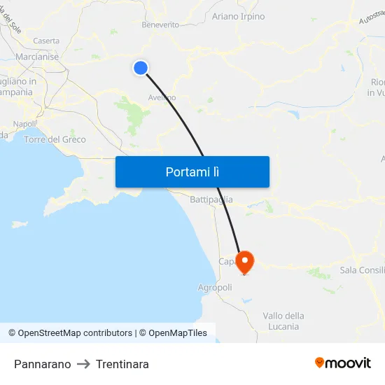 Pannarano to Trentinara map