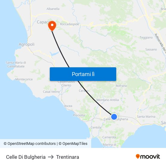 Celle Di Bulgheria to Trentinara map