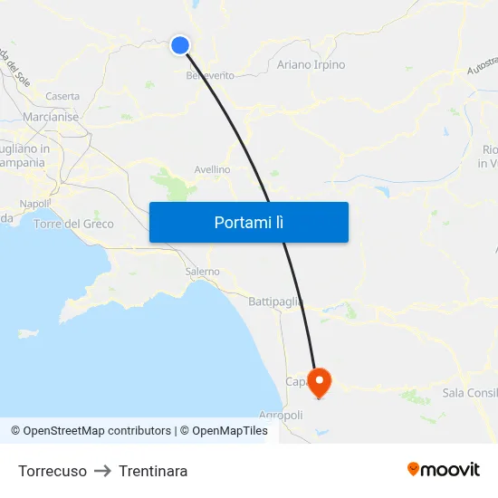 Torrecuso to Trentinara map