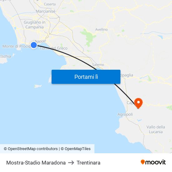 Mostra-Stadio Maradona to Trentinara map