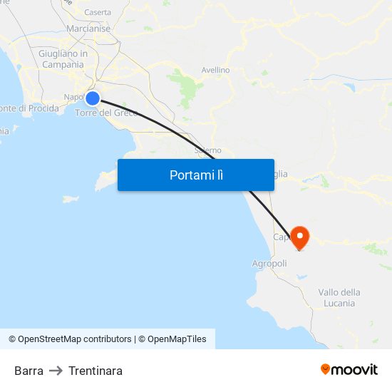 Barra to Trentinara map