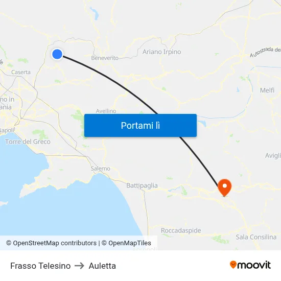 Frasso Telesino to Auletta map