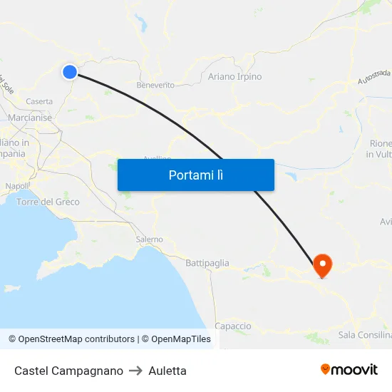 Castel Campagnano to Auletta map