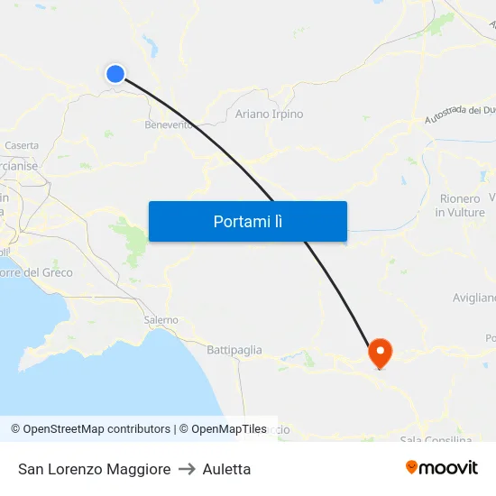 San Lorenzo Maggiore to Auletta map