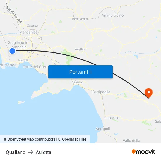 Qualiano to Auletta map