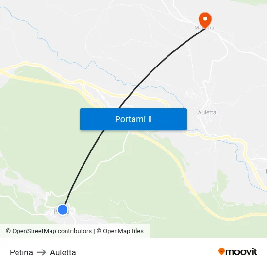 Petina to Auletta map