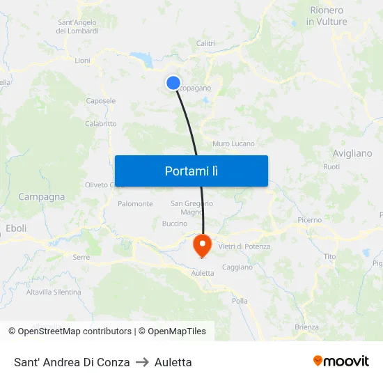 Sant' Andrea Di Conza to Auletta map