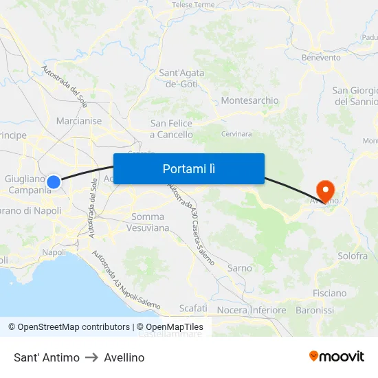 Sant' Antimo to Avellino map