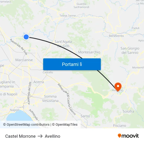 Castel Morrone to Avellino map