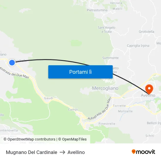 Mugnano Del Cardinale to Avellino map
