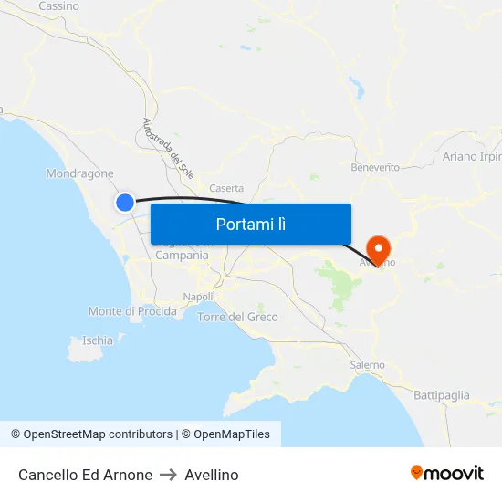 Cancello Ed Arnone to Avellino map