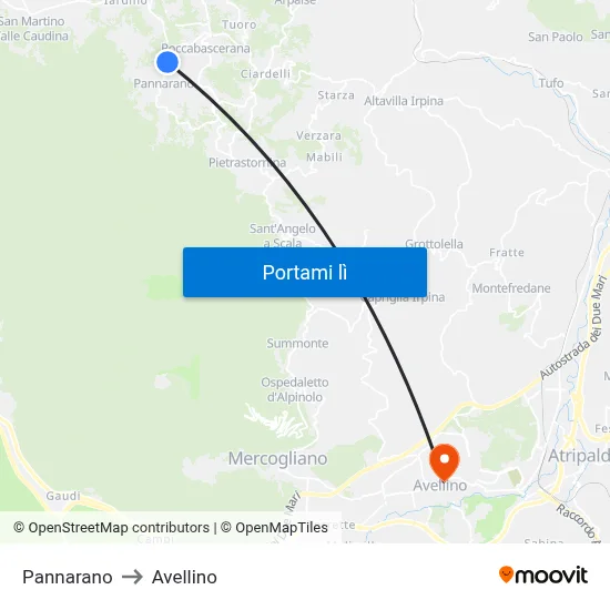 Pannarano to Avellino map