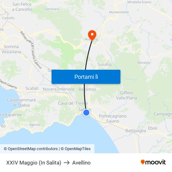 XXIV Maggio  (In Salita) to Avellino map