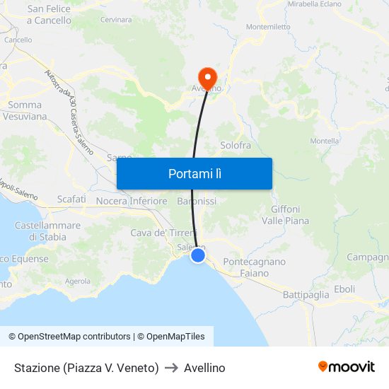 Stazione (Piazza V. Veneto) to Avellino map