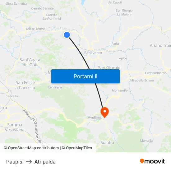 Paupisi to Atripalda map