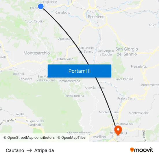 Cautano to Atripalda map