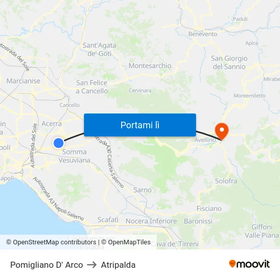 Pomigliano D' Arco to Atripalda map