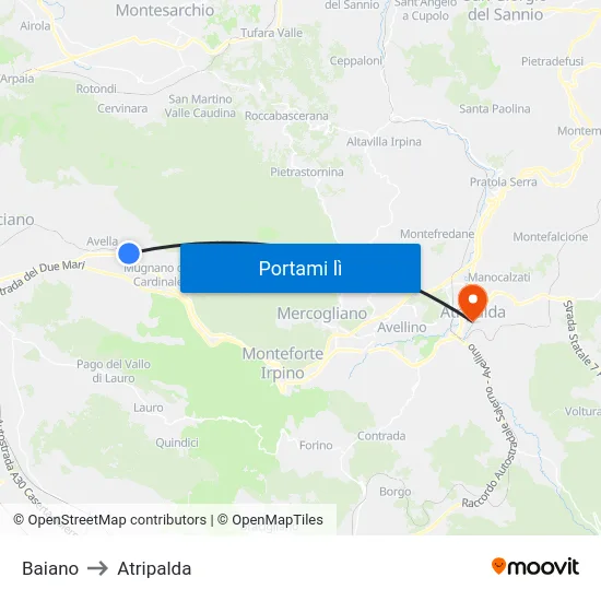 Baiano to Atripalda map