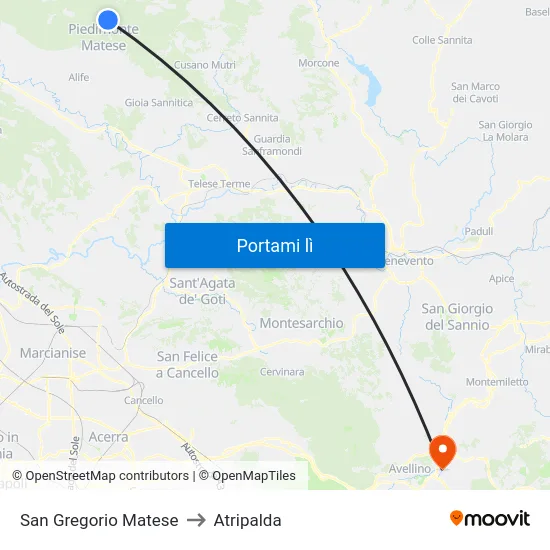 San Gregorio Matese to Atripalda map