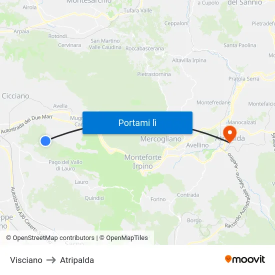 Visciano to Atripalda map