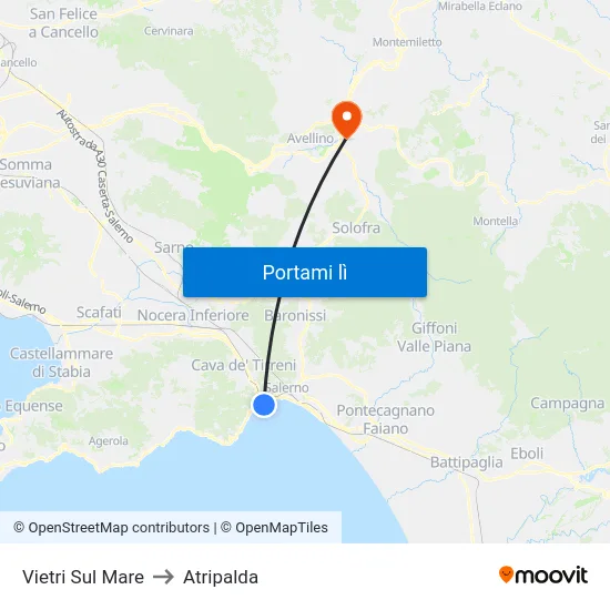 Vietri Sul Mare to Atripalda map