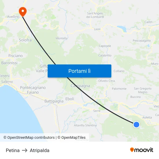 Petina to Atripalda map