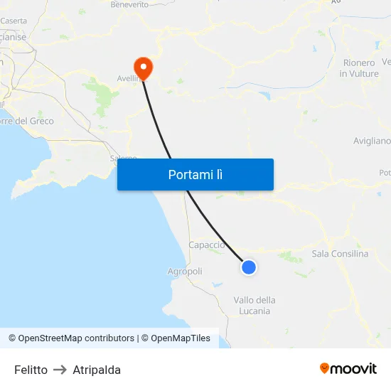 Felitto to Atripalda map