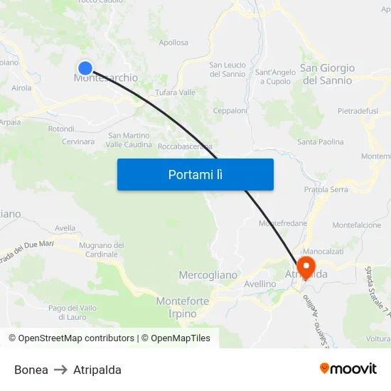 Bonea to Atripalda map