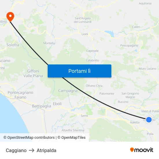 Caggiano to Atripalda map